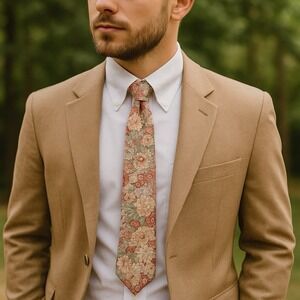 Vintage J.T. Beckett Men's Tie Floral 100% Cotton Hand Sewn Made In USA 4X58 Y2K